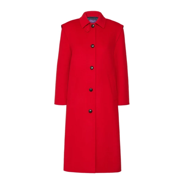 Gessati Double Wool Broadcloth Coat in Red