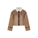 Max Mara Gessati Suede-Effect Cropped Padded Jacket in Camel | Leather Jackets | Coveti