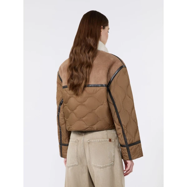Max Mara Gessati Suede-Effect Cropped Padded Jacket in Camel | Leather Jackets | Coveti