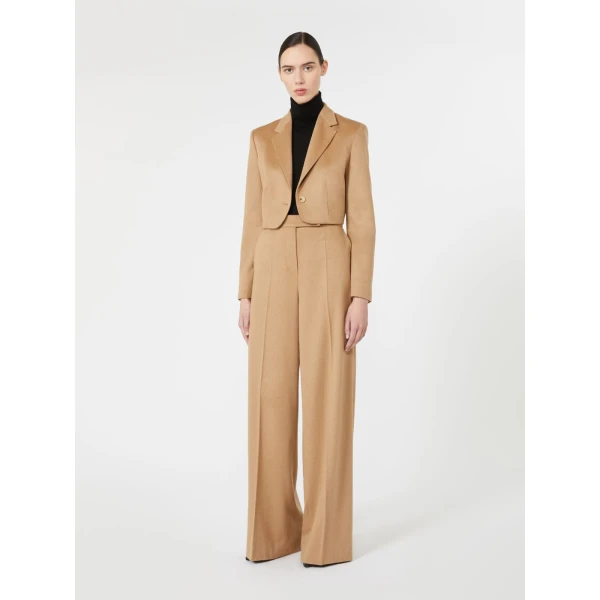 Max Mara Getti Cropped Light Camel Jacket in Camel | Blazers | Coveti