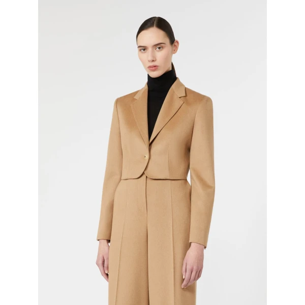 Max Mara Getti Cropped Light Camel Jacket in Camel | Blazers | Coveti