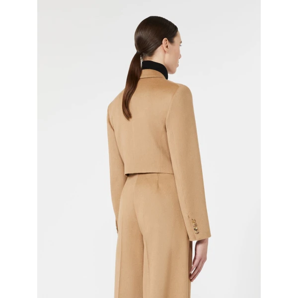 Max Mara Getti Cropped Light Camel Jacket in Camel | Blazers | Coveti
