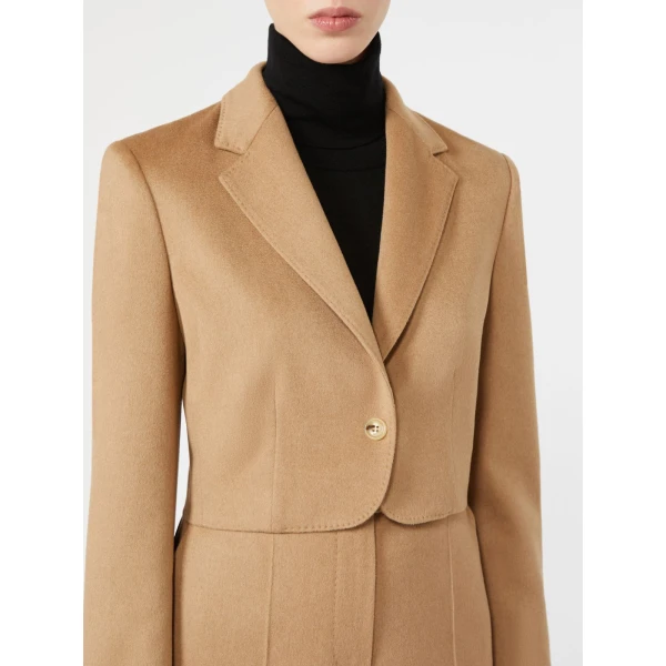 Max Mara Getti Cropped Light Camel Jacket in Camel | Blazers | Coveti