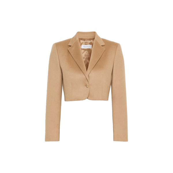 Max Mara Getti Cropped Light Camel Jacket in Camel | Blazers | Coveti