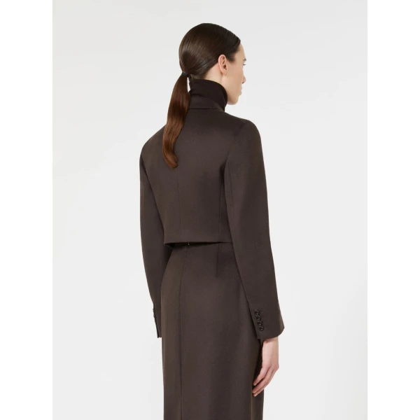 Max Mara Getti Cropped Light Camel Jacket in Dark Brown | Blazers | Coveti