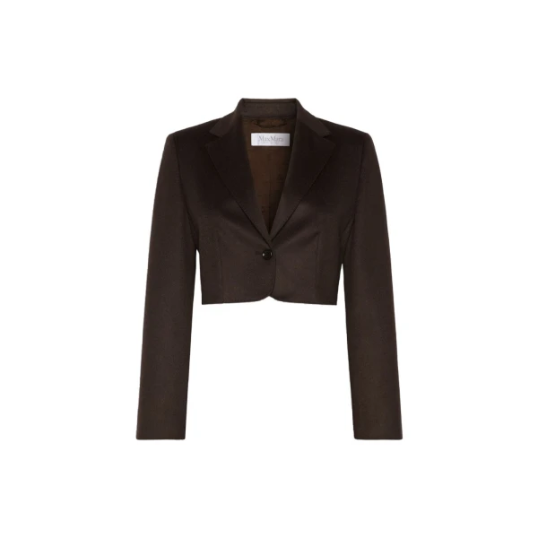 Getti Cropped Light Camel Jacket in Dark Brown