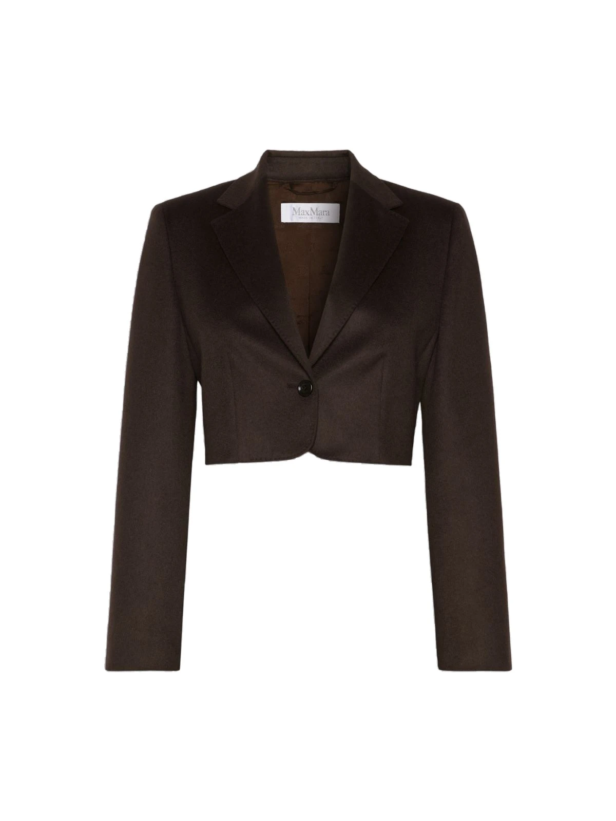 Max Mara Getti Cropped Light Camel Jacket in Dark Brown Max Mara Getti Cropped Light Camel Jacket in Dark Brown | Blazers | Coveti