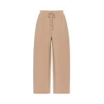 Max Mara Getto Scuba Jersey Barrel-Leg Trousers in Tobacco | Wide leg pants | Coveti