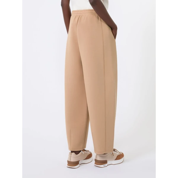 Max Mara Getto Scuba Jersey Barrel-Leg Trousers in Tobacco | Wide leg pants | Coveti