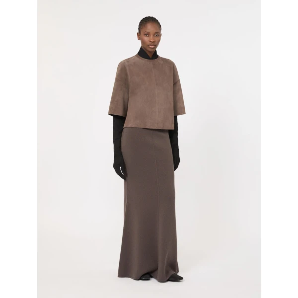 Max Mara Getto Suede Blouse in Mud | Leather Jackets | Coveti