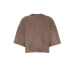 Max Mara Getto Suede Blouse in Mud | Leather Jackets | Coveti