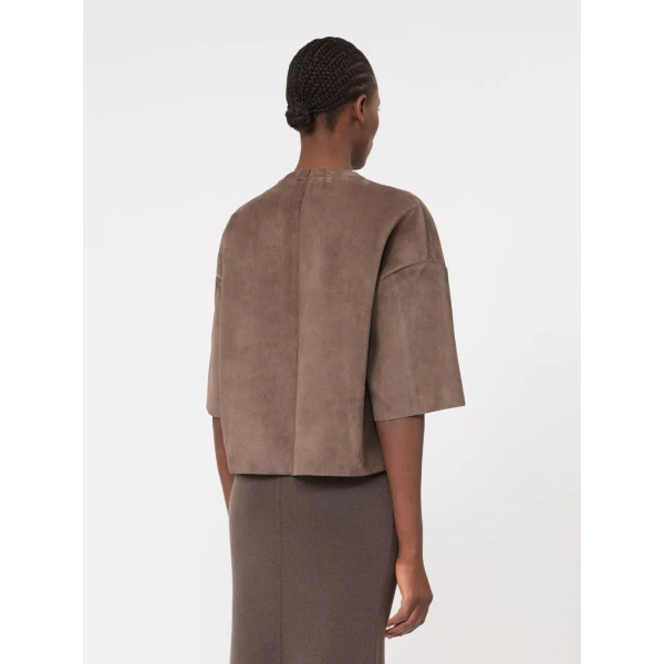 Max Mara Getto Suede Blouse in Mud | Leather Jackets | Coveti
