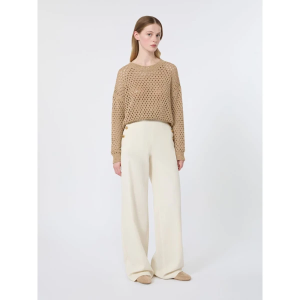 Max Mara Geyser Sequinned Cotton Sweater in Camel | Sweaters | Coveti