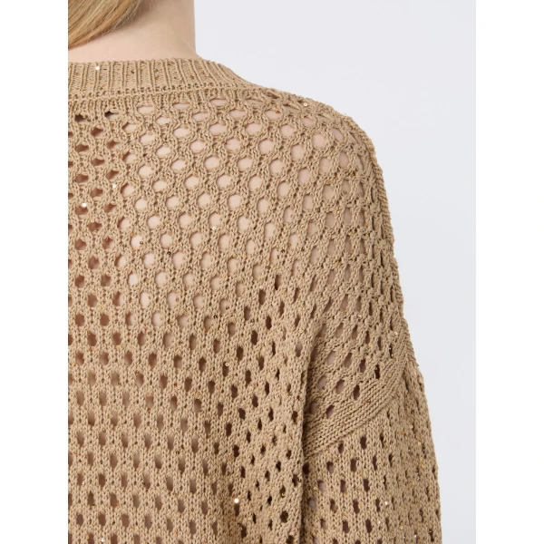 Max Mara Geyser Sequinned Cotton Sweater in Camel | Sweaters | Coveti