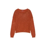 Max Mara Geyser Sequinned Cotton Sweater in Terra Cotta | Sweaters | Coveti