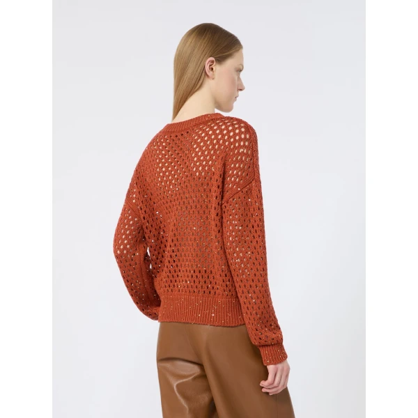 Max Mara Geyser Sequinned Cotton Sweater in Terra Cotta | Sweaters | Coveti