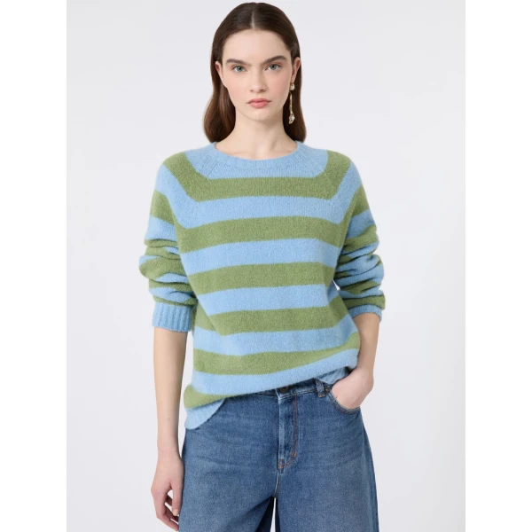 Max Mara Ghiacci Alpaca and Cotton Jumper in Light Blue | Sweaters | Coveti