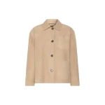 Max Mara Ghiera Suede Pocket Shacket in Beige | Leather Jackets | Coveti
