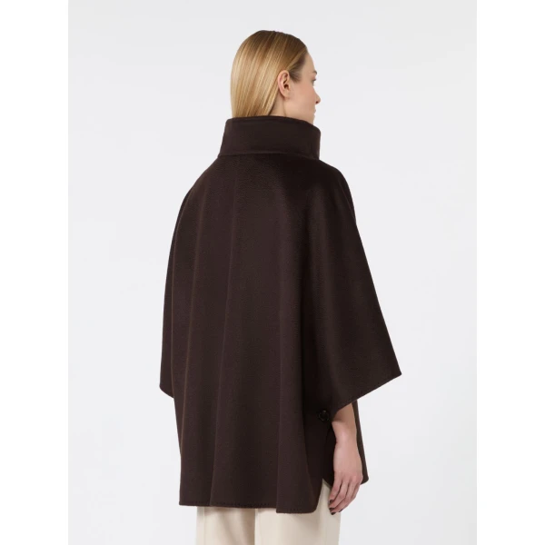 Max Mara Ghiotto Cashmere Double Drap Cape in Dark Brown | Coats | Coveti