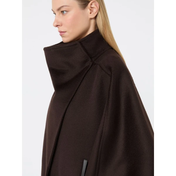Max Mara Ghiotto Cashmere Double Drap Cape in Dark Brown | Coats | Coveti