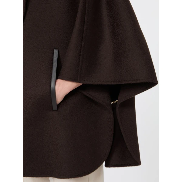 Max Mara Ghiotto Cashmere Double Drap Cape in Dark Brown | Coats | Coveti