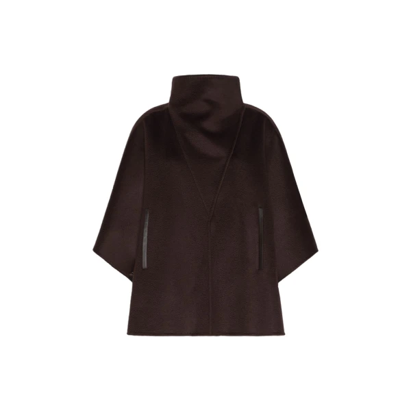Ghiotto Cashmere Double Drap Cape in Dark Brown