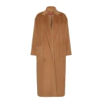 Max Mara Giambo Long Wool Beaver Cloth Coat in Camel | Wool Coat | Coveti