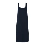 Max Mara Giambo Wool Blend Drap Midi Dress in Midnight Blue | Midi Dresses | Coveti