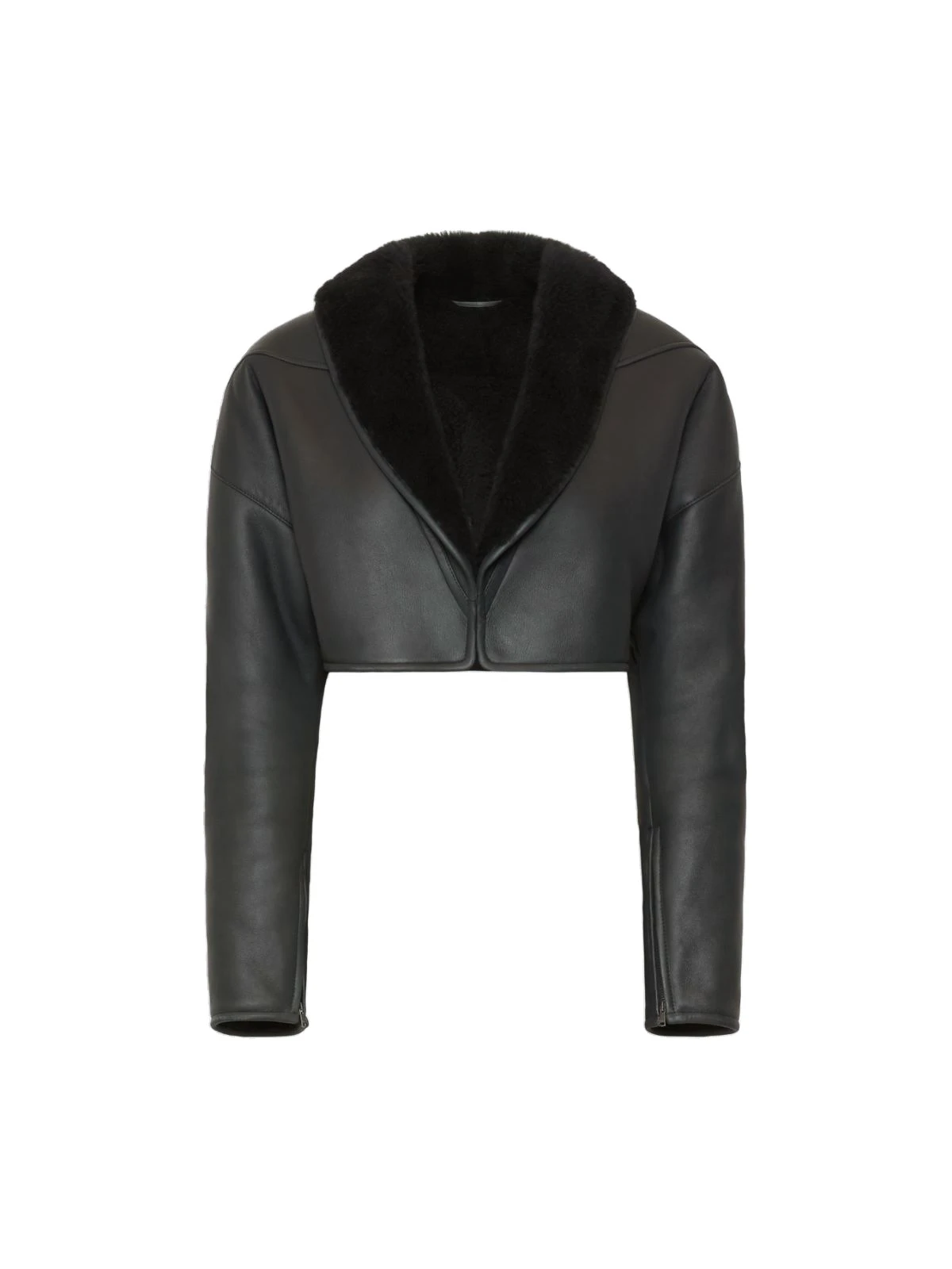 Max Mara Gigante Cropped Sheepskin Jacket in Dark Grey Max Mara Gigante Cropped Sheepskin Jacket in Dark Grey | Shearling Jackets | Coveti