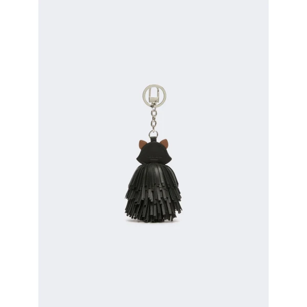 Max Mara Gigante Fringed Nappa Leather Keyring in Medium Grey | Bag charms | Coveti
