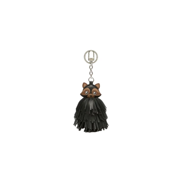 Max Mara Gigante Fringed Nappa Leather Keyring in Medium Grey | Bag charms | Coveti