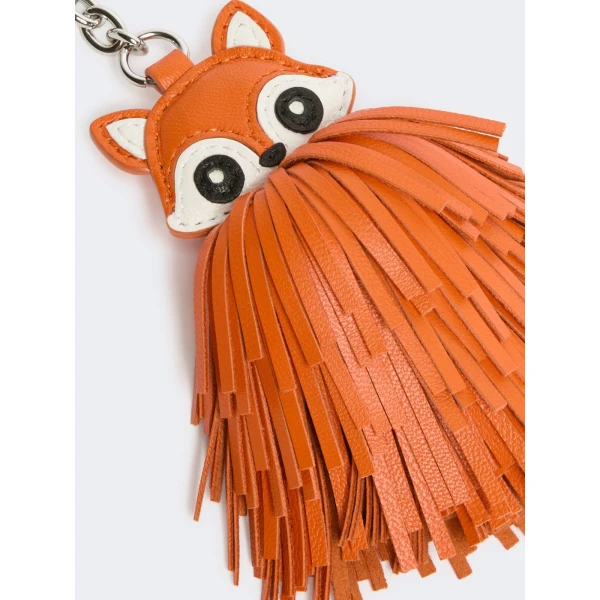 Max Mara Gigante Fringed Nappa Leather Keyring in Orange | Bag charms | Coveti