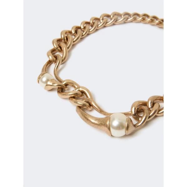 Max Mara Giglio Metal Chain Choker Necklace in Gold | Necklace | Coveti
