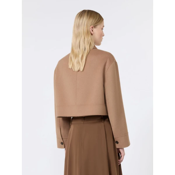 Max Mara Giglio Wool Drap Cropped Jacket in Camel | Blazers | Coveti