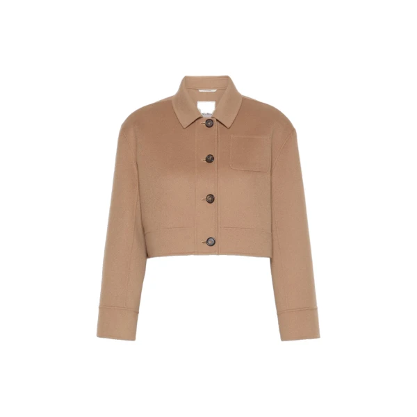 Max Mara Giglio Wool Drap Cropped Jacket in Camel | Blazers | Coveti