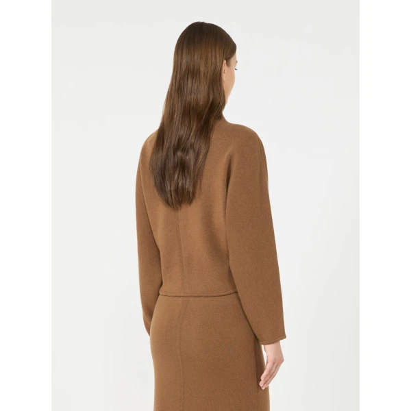 Max Mara Giglio Wool and Cashmere Cropped Jumper in Camel | Sweaters | Coveti