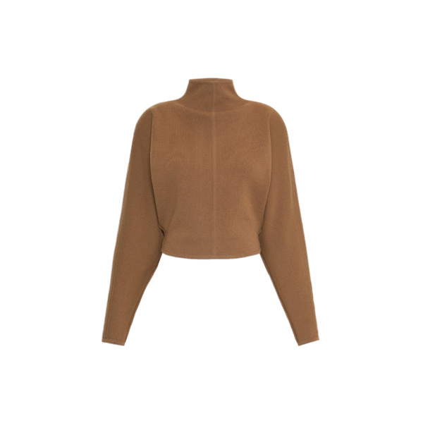 Max Mara Giglio Wool and Cashmere Cropped Jumper in Camel | Sweaters | Coveti