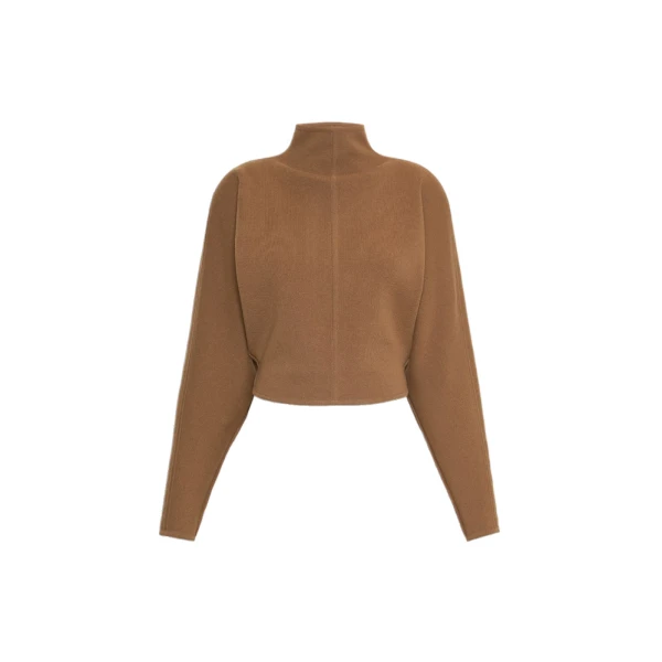 Max Mara Giglio Wool and Cashmere Cropped Jumper in Camel | Sweaters | Coveti