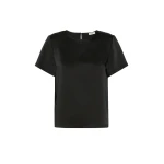Max Mara Gilbert Satin Crew-Neck T-Shirt in Black | T-shirts | Coveti