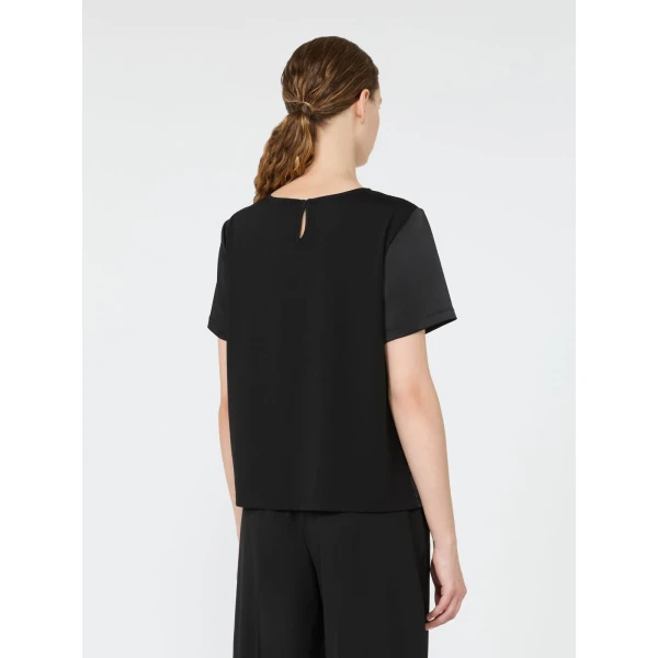 Max Mara Gilbert Satin Crew-Neck T-Shirt in Black | T-shirts | Coveti