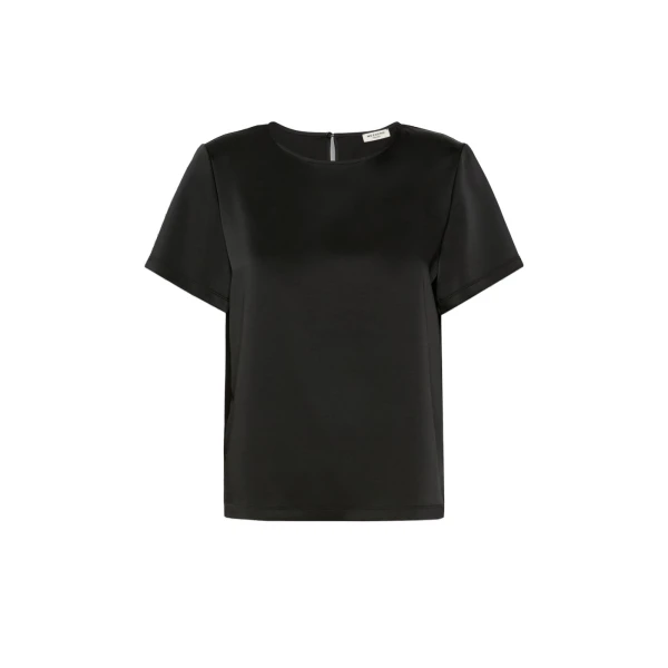 Gilbert Satin Crew-Neck T-Shirt in Black