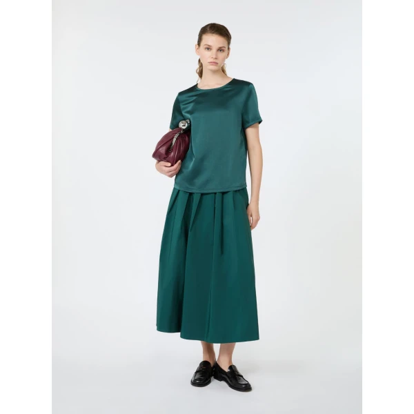 Max Mara Gilbert Satin Crew-Neck T-Shirt in Green | T-shirts | Coveti