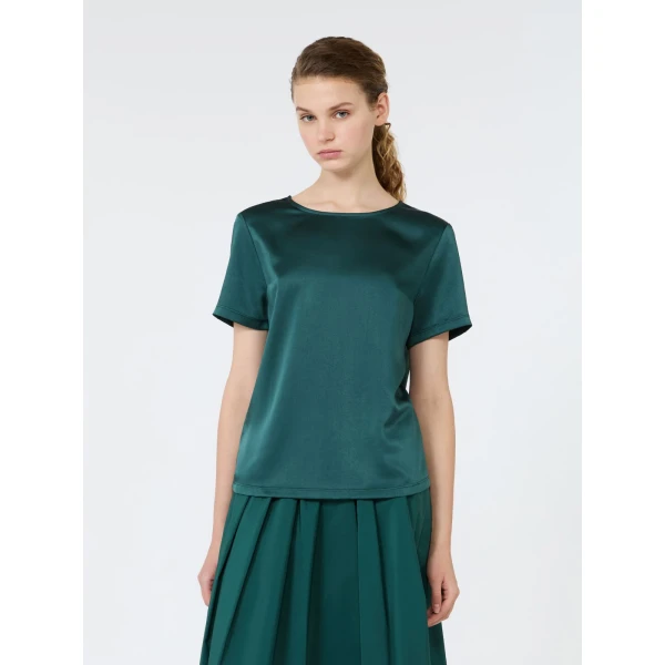 Max Mara Gilbert Satin Crew-Neck T-Shirt in Green | T-shirts | Coveti