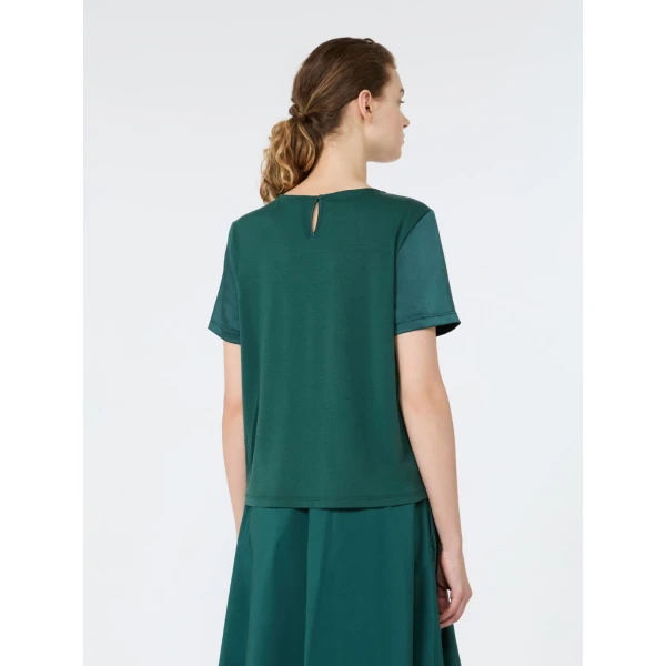 Max Mara Gilbert Satin Crew-Neck T-Shirt in Green | T-shirts | Coveti