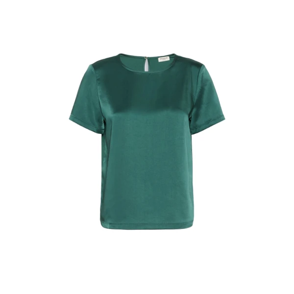 Max Mara Gilbert Satin Crew-Neck T-Shirt in Green | T-shirts | Coveti