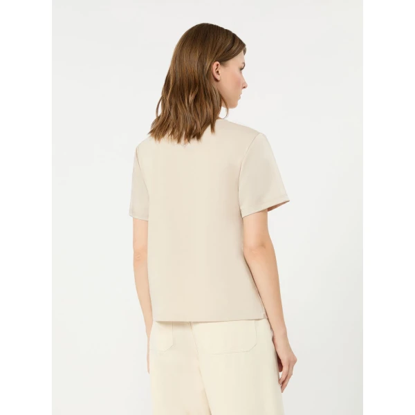 Max Mara Gilbert Satin Crew-Neck T-Shirt in Ivory | T-shirts | Coveti