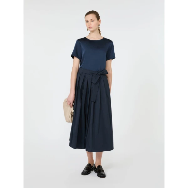 Max Mara Gilbert Satin Crew-Neck T-Shirt in Navy | T-shirts | Coveti