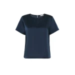 Max Mara Gilbert Satin Crew-Neck T-Shirt in Navy | T-shirts | Coveti