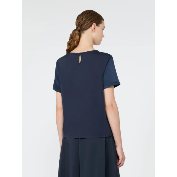 Max Mara Gilbert Satin Crew-Neck T-Shirt in Navy | T-shirts | Coveti