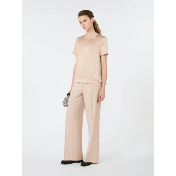 Max Mara Gilbert Satin Crew-Neck T-Shirt in Pink | T-shirts | Coveti
